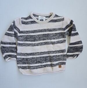Zara boys grey knit pullover sweater stripe cozy Euro streetwear vibe Sz 4